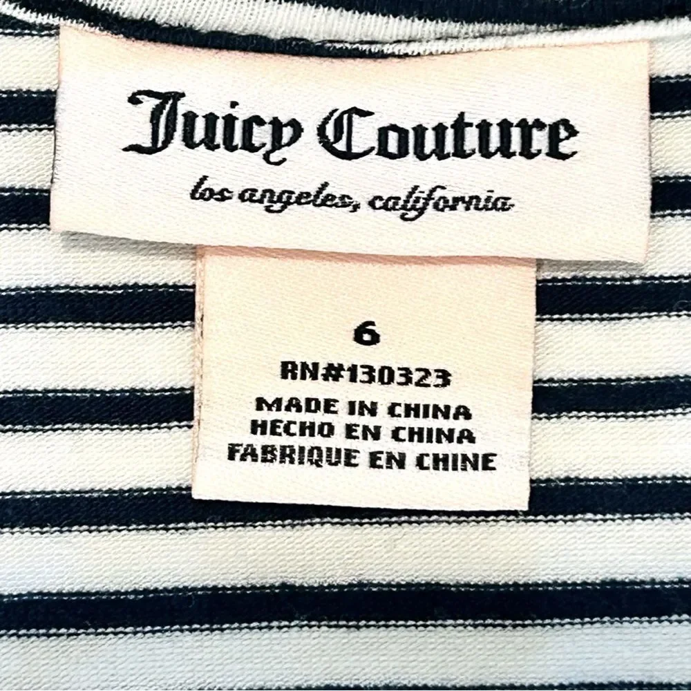 Juicy Couture Bundle of 2 Girls Striped Dress Sz 6 and Black Velour Jacket Sz 6